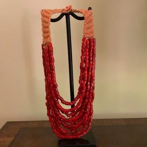 Handmade Indian Beaded Red Necklace
